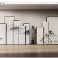 new chinese style screen 3d model