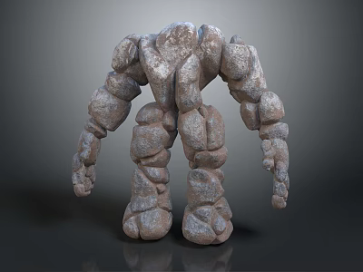 3D Stone Golem Character Rock Composed Humanoid Creature Model Design Art 3d model