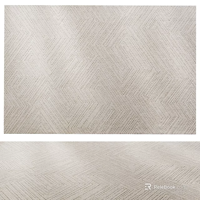 Modern Neutral Square Rug Featuring Herringbone Pattern And Textured Woven Design 3d model
