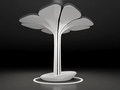 Modern Decorative Lamp With Petal Shaped Structure White Body And Circular Base Light Strip 3d model
