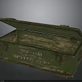 Vintage Green Wooden Crate With Open Lid And Stenciled Text Interior