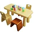 Kids Table with Chairs and Colorful Building Blocks for Children