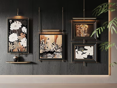 Modern Abstract Paintings With Framed Floral Patterns For Wall Art Decor 3d model