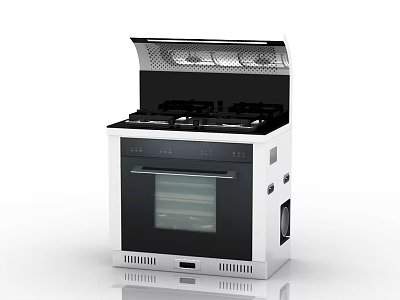 Modern Integrated Kitchen Appliance With Stove Oven And Range Hood Design 3d model