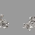 Silver Flower Decorations With Intricate Petals Arranged On Grey Background 3d model