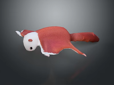 Cute Red and White Fluffy Flying Squirrel Game and Movie Character in 3D Flying Pose 3d model