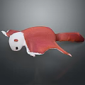 Cute Red and White Fluffy Flying Squirrel Game and Movie Character in 3D Flying Pose