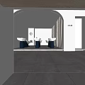 Modern Hair Lounge Interior With Styling Chairs Round Mirrors And Product Shelves