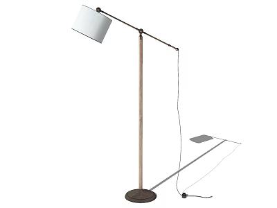Modern Minimalist Floor Lamp With White Lampshade Metal Stand And Round Base 3d model
