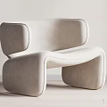 Modern Light Colored Leisure Chair With Unique Curved Design And Soft Upholstery