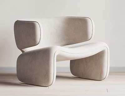 Modern Light Colored Leisure Chair With Unique Curved Design And Soft Upholstery 3d model