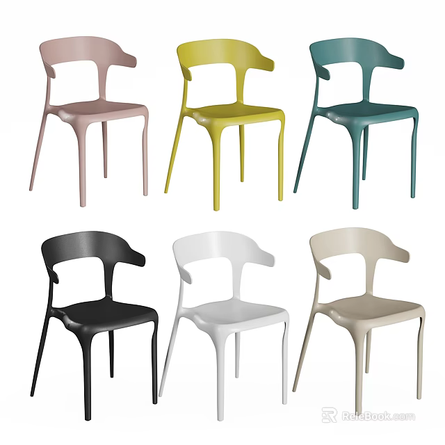 Colorful Modern Dining Chairs with Assorted Tones Pink Yellow Black White Beige and Sleek Design 3d model 