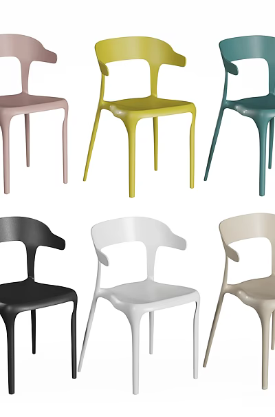 Colorful Modern Dining Chairs with Assorted Tones Pink Yellow Black White Beige and Sleek Design 3d model