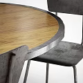 Modern Wooden Oval Dining Table With Metal Frame Chairs And Sturdy Pedestal Base