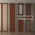 Various Design Wardrobe Doors With Wooden Rattan Panels Arch Shapes And Green Brown Tones