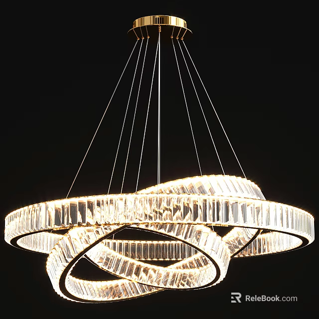 Elegant Modern Circular Crystal Chandelier With Transparent Crystal Rings And Hanging Design 3d model 