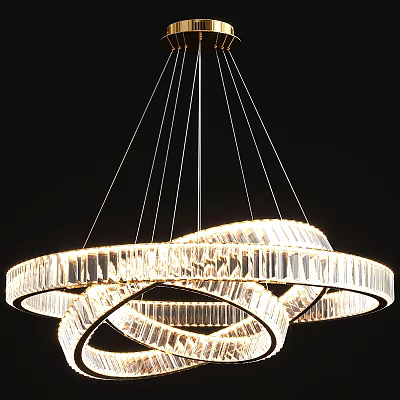 Elegant Modern Circular Crystal Chandelier With Transparent Crystal Rings And Hanging Design 3d model