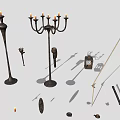 Classic Vintage Lighting Combination With Candelabra Floor Lamp Lantern And Decorative Pieces
