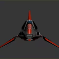 Futuristic 3D Spaceship Model With Gray Body Red Blue Accents And Sleek Design