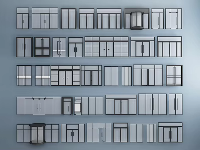 Various Types of Doors and Windows with Modern Frames and Designs 3d model