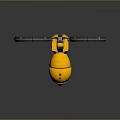 Yellow Space Probe With Dual Rotors And Spherical Body For Planetary Exploration