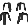 Modern Black Stools Set of Four with Curved Leg and Minimalist Design