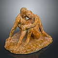 Household Decorative Sculpture With Two Embracing Figures And Textured Stone Base