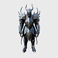 Detailed Dark Fantasy Armored Game Movie Character With Horned Spiked Armor