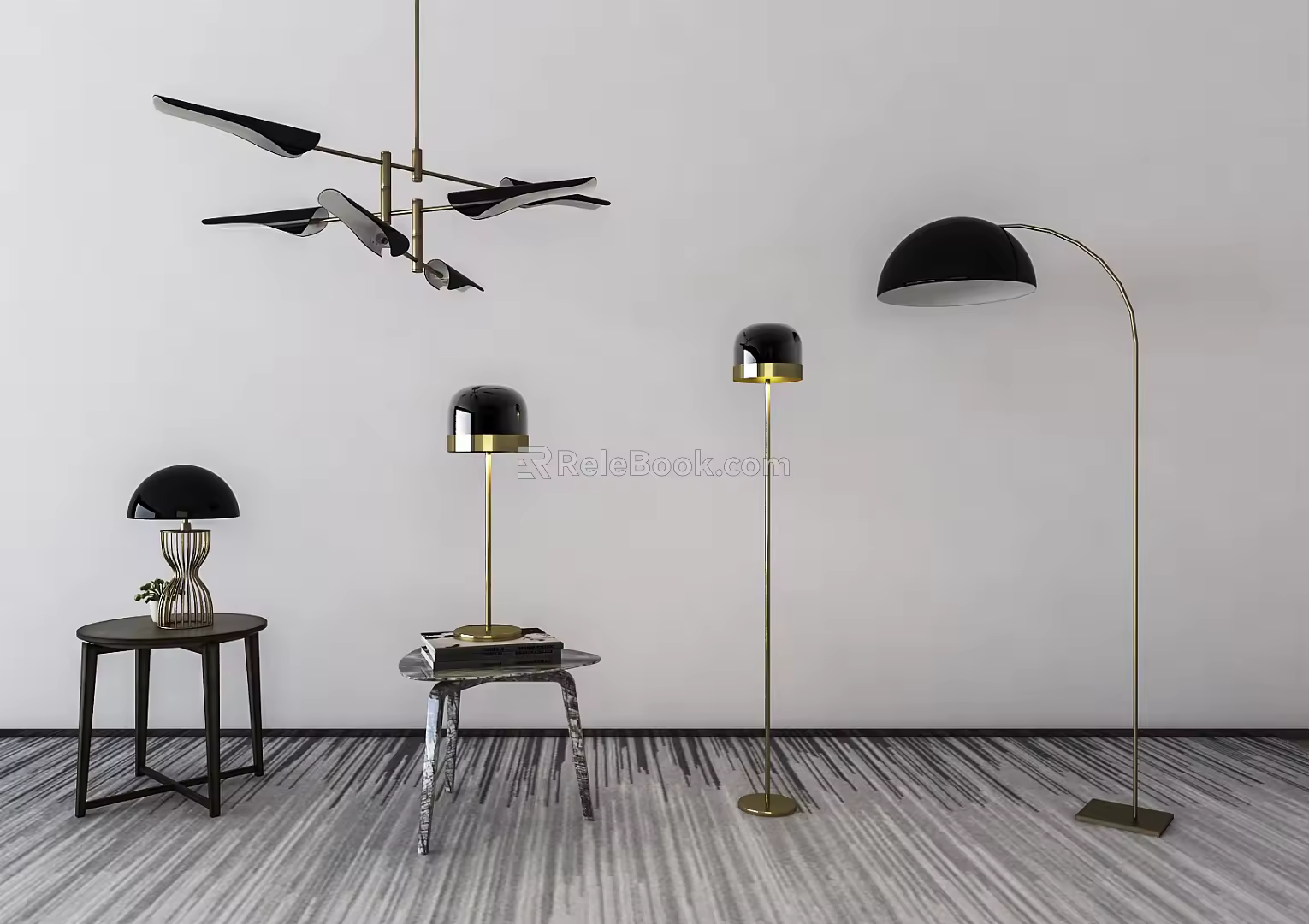Modern lighting combination table lamp floor lamp chandelier 3d model
