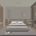 Modern Minimalist Bedroom Interior With Wooden Bed Headboard Window Bench And Built In Wardrobe
