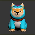 Colorful Shiba Inu Shark Costume Decorative Furniture Figurine With Blue Yellow Red Details