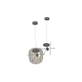 Modern Light Gray Glass Pendant Lights With Black Metal Frame For Interior Design