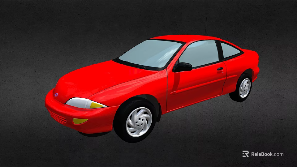 Red Two Door Compact Car With Sleek Design Silver Wheels And White Headlights 3d model 