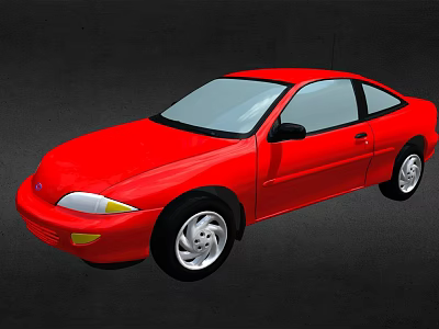 Red Two Door Compact Car With Sleek Design Silver Wheels And White Headlights 3d model