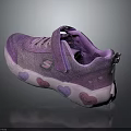 Cute Kids Purple Pink Heart Pattern Sneakers With Soft Sole And Velcro Strap