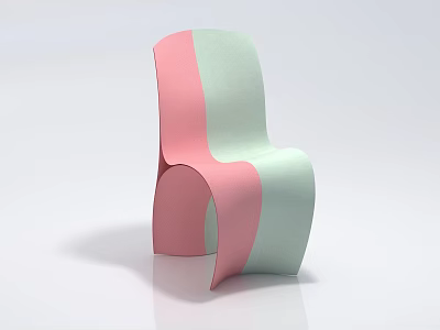 Modern Accent Chair Featuring Pink And Light Green Curved Design With Flowing Lines 3d model