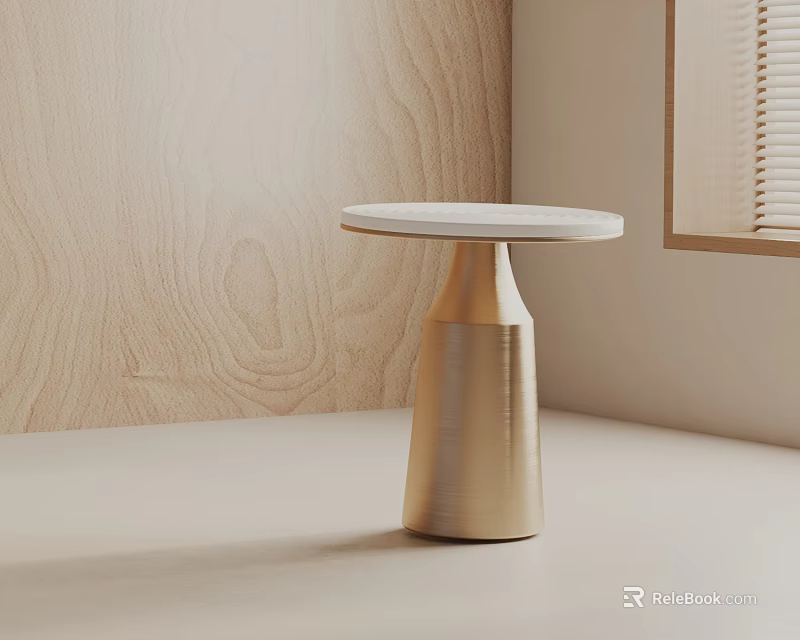 Modern Minimalist Round Side Table With White Top And Gold Base 3d model 