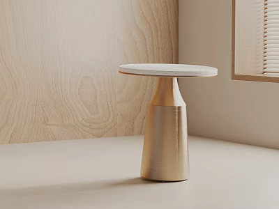 Modern Minimalist Round Side Table With White Top And Gold Base 3d model