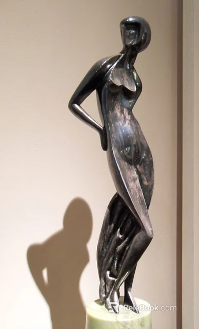 Abstract Metal Sculpture Carving Featuring Curved Human Figure In Indoor 3d model 