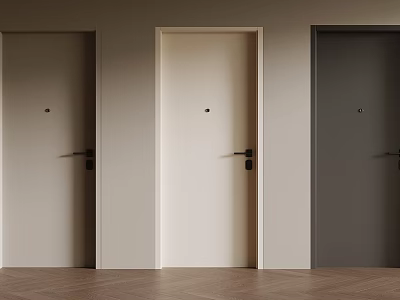 Modern Swing Doors In Different Colors With Sleek Handles And Minimalist Design For Home Interior 3d model