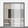 Modern Glass Swing Door With Black Frame For Interior Living Room Design