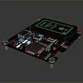 Computer Circuit Board Featuring Blue Component And Electronic Chips On Black Frame 3d model
