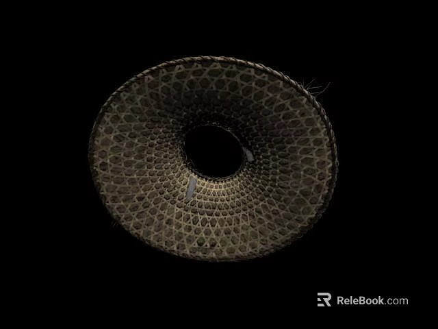 Woven Round Hat Featuring Intricate Textured Pattern And Circular Top Opening Design 3d model