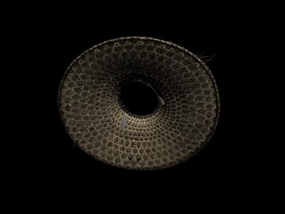 Woven Round Hat Featuring Intricate Textured Pattern And Circular Top Opening Design 3d model