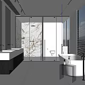 Modern Bathroom Interior Design With Marble Walls Glass Shower And Freestanding Tub