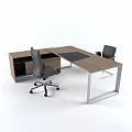 Modern Office Desk And Chair Set With Wooden Top Metal Frame Drawers And Wheels