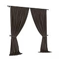 Luxurious Brown Velvet Curtains Draped Over White Framed Window In Interior With Paneled Walls