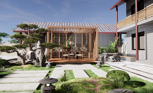 New Chinese Courtyard Landscape 3d model