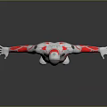 Humanoid Character In Red And White Suit With Green Accents And Biomechanical Design