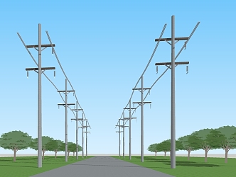 Electric pole high voltage line 3d model